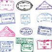 Passport entry and exit stamps